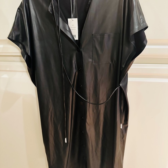 Vince Belted faux leather mini shirt dress - Picture 7 of 9